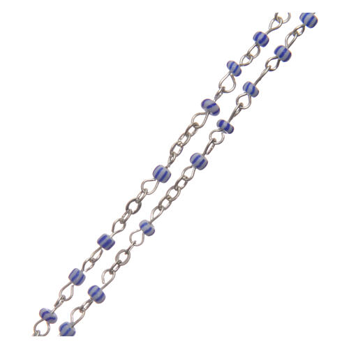 Rosenkranz aus Metall mit blau-getrieften Perlen, 3 mm 3