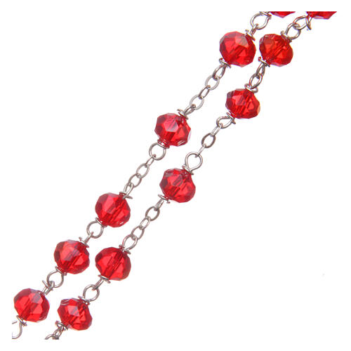 Rosenkranz aus Metall mit roten Perlen, 8 mm 3