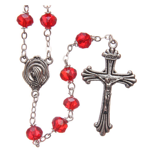 Rosary semi-crystal faceted red beads 8 mm 1