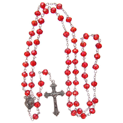 Rosary semi-crystal faceted red beads 8 mm 4