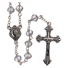 Rosari cristallo: Rosario cristallo sfaccettato bianco grani 8 mm 