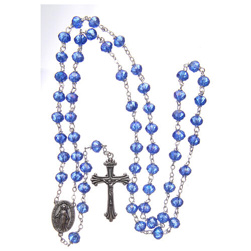 Rosary semi-crystal faceted blue beads 8 mm 4
