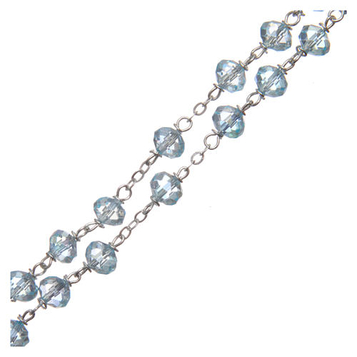 Różaniec kryształ szlifowany z koralikami 8 mm błękitny 3