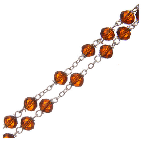 Rosary of amber-colored semi-crystal faceted beads 8 mm 3