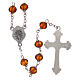 Rosary of amber-colored semi-crystal faceted beads 8 mm s2