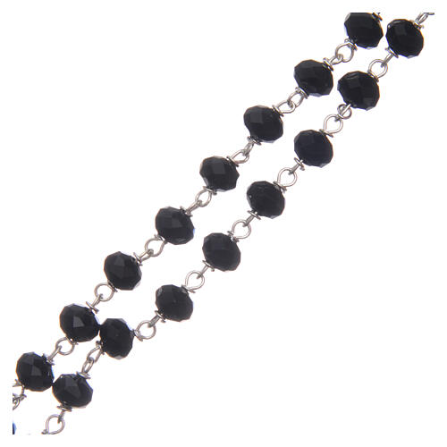 Rosary of black semi-crystal faceted beads 8 mm 3