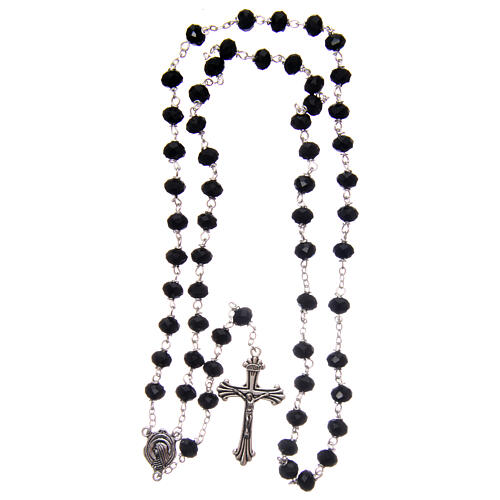 Rosary of black semi-crystal faceted beads 8 mm 4