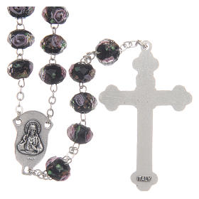 Rosary in black glass with roses 9 mm