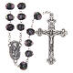 Glass rosary black beads with roses 9 mm s1