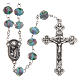 Rosary in light blue glass with roses 9 mm s1