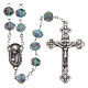 Glass rosary light blue beads with roses 9 mm s1