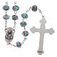Glass rosary light blue beads with roses 9 mm s2
