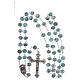 Glass rosary light blue beads with roses 9 mm s4