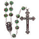 Rosary in green glass with roses 9 mm s1