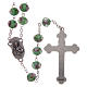 Rosary in green glass with roses 9 mm s2