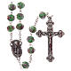Glass rosary green beads with roses 9 mm s1