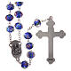 Glass rosary blue beads with roses 9 mm s2