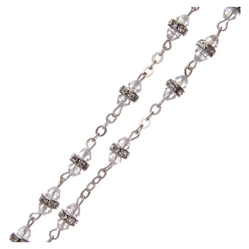 Rosenkranz aus Metall mit transparenten Perlen und Strass, 9x6 mm 3