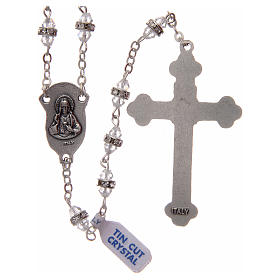 Terços em Vidro: Terço meio-cristal branco com strass 9x6 mm