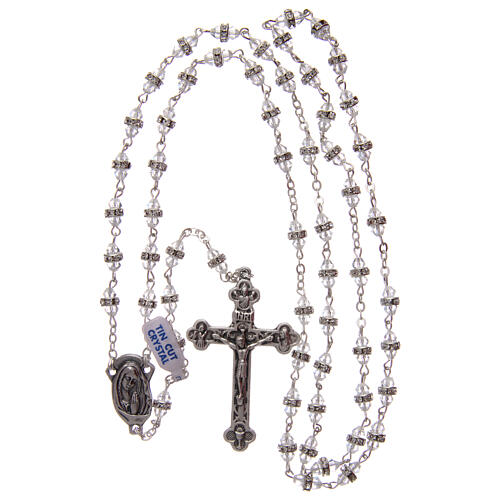 Rosary white semi-crystal beads with rhinestones 9x6 mm 4