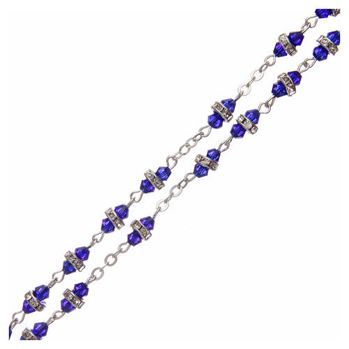 Rosary in blue semi-crystal with white rhinestone 9x5 mm 3