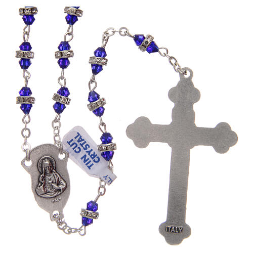 Rosary blue semi-crystal beads with rhinestones 9x5 mm 2