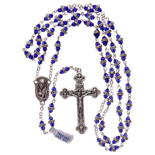 Rosary blue semi-crystal beads with rhinestones 9x5 mm 4