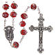 Rosary in red glass with small roses 9 mm s1