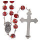 Rosary in red glass with small roses 9 mm s2