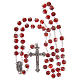 Rosary in red glass with small roses 9 mm s4