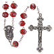 Glass rosary red beads with roses 9 mm s1