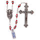 Rosary in red semi-crystal with white rhinestones 9x5 mm s1