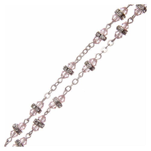 Rosary pink semi-crystal beads with rhinestones 9x5 mm 3