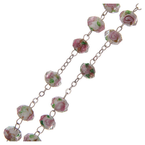 Rosenkranz aus Metall mit weißen Perlen und Rosen, 9 mm 3