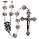 Rosary in white glass with pink roses 9 mm s1