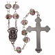Rosary in white glass with pink roses 9 mm s2