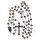 Rosary in white glass with pink roses 9 mm s4
