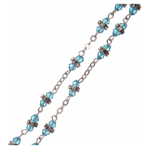 Rosenkranz aus Metall mit blauen Perlen und Strass, 9x5 mm 3