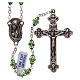 Rosary in green semi-crystal with white rhinestones 8x6 mm s1