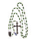 Rosary in green semi-crystal with white rhinestones 8x6 mm s4