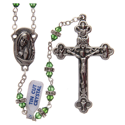 Rosary green semi-crystal beads with rhinestones 8x6 mm 1