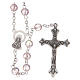 Pink semi-crystal rosary 6 mm with metal thread s1