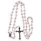Pink semi-crystal rosary 6 mm with metal thread s4