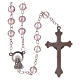 Rosary semi-crystal pink beads 6 mm metal chain s2