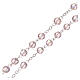 Rosary semi-crystal pink beads 6 mm metal chain s3