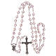 Rosary semi-crystal pink beads 6 mm metal chain s4