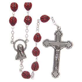 Rosary in ladybug-shaped red glass 8 mm