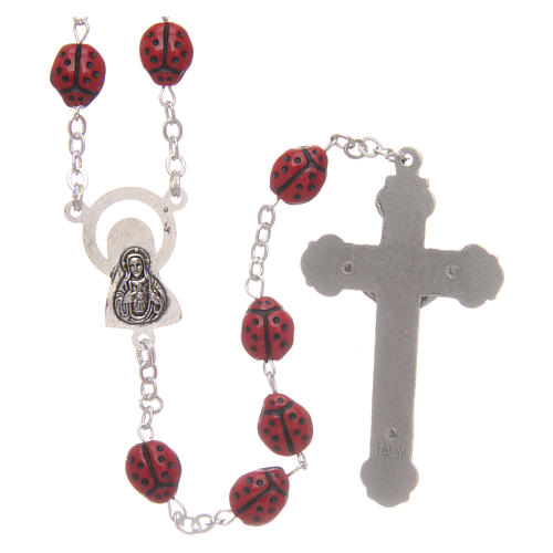 Rosary in ladybug-shaped red glass 8 mm 2
