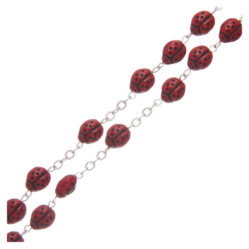 Rosary in ladybug-shaped red glass 8 mm 3