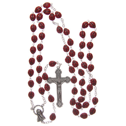 Rosary in ladybug-shaped red glass 8 mm 4